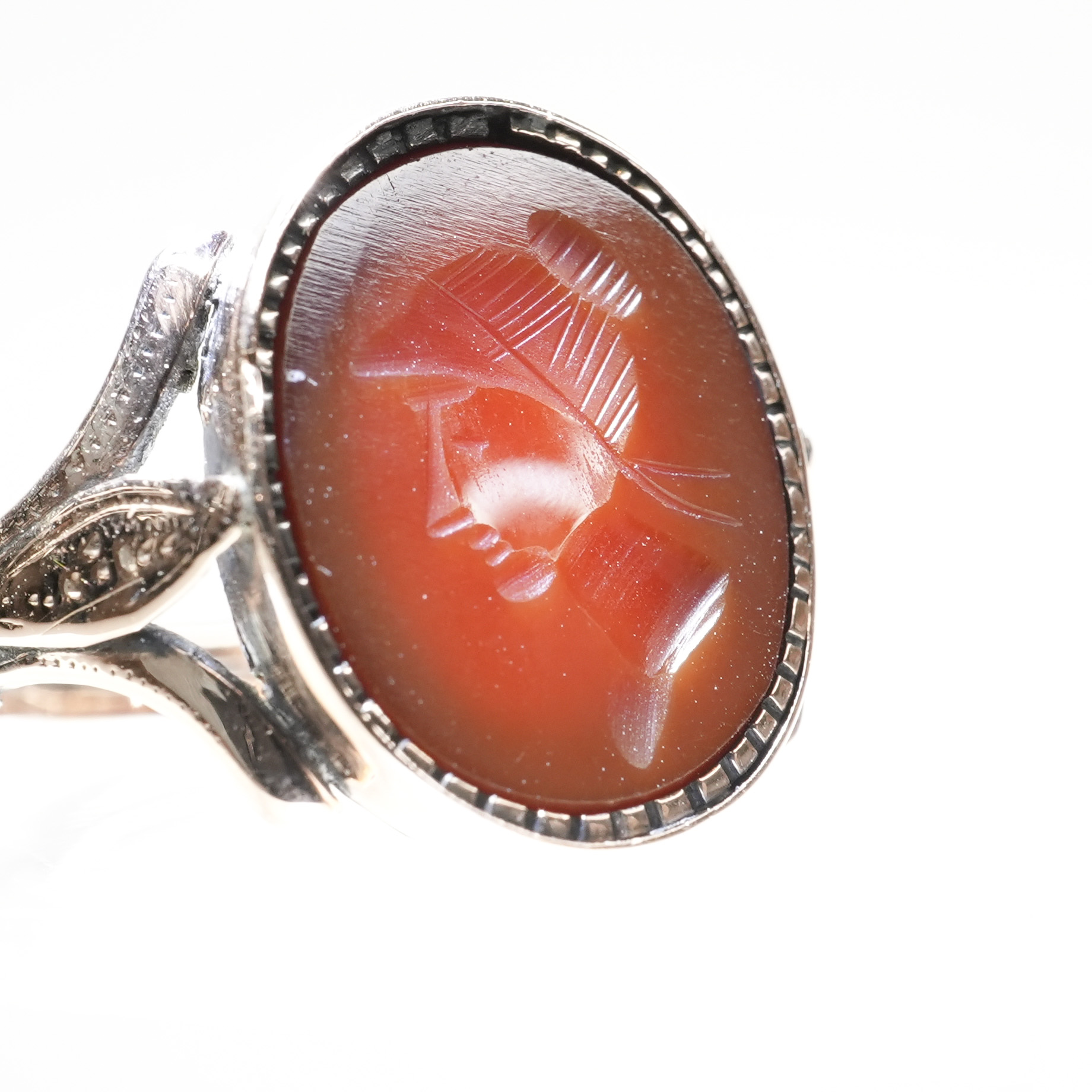 イタリア 1800年代 天然カルセドニー ゴールド リング